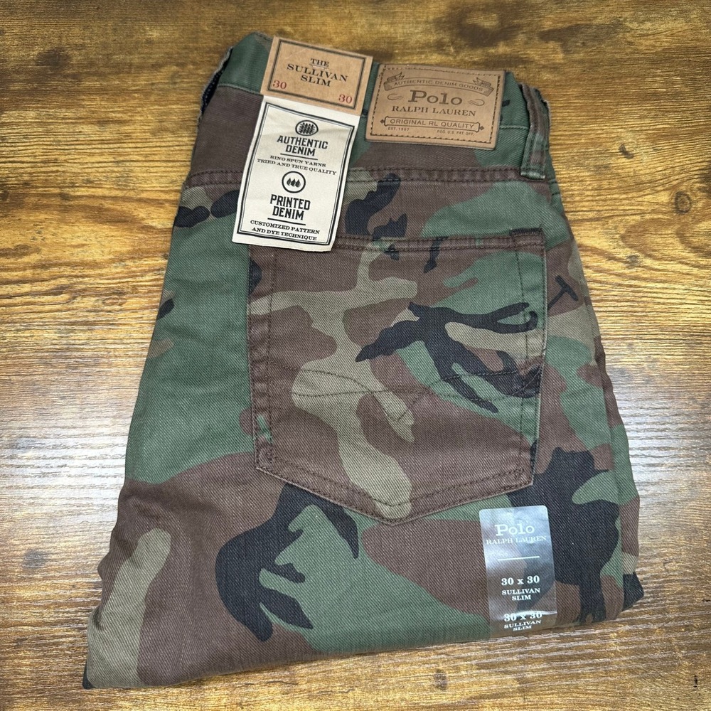 NEW Polo Ralph Lauren Sullivan Slim Camo Jeans Mens 30x30 Woodland Camouflage